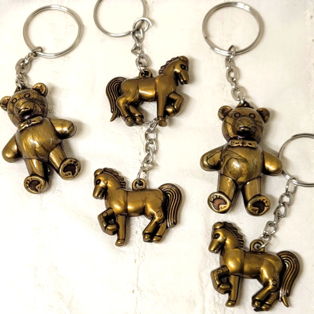 FINAL SALE!! 5 Keychains Set, Teddy and Horse Keychain